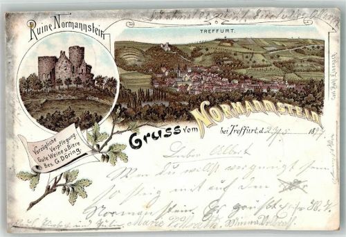 99830 O5908 Treffurt 1897 Lithographie Ruine Normannstein