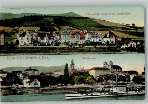 Litomerice 1908 Raddampfer Dresden Villenviertel Kaiser Franz Josefs-Höhe