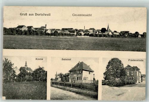 Dortelweil Kirche Bahnhof Friedenslinde Bahnpoststempel
