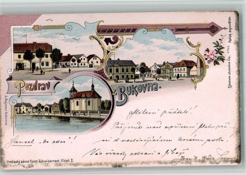 Bukowin Bukovna Kirche Lithographie
