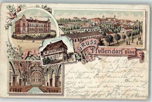 Pfullendorf 1899 Lithographie Amtsgericht Altestes Haus Bahnhof