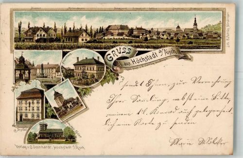Höchstadt 1898 Stadtturm Josephs-Anstalt Marktplatz Gasthaus Schneidels Keller