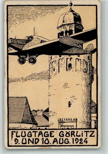 Görlitz 1924 sign. Krafft Flugzeug