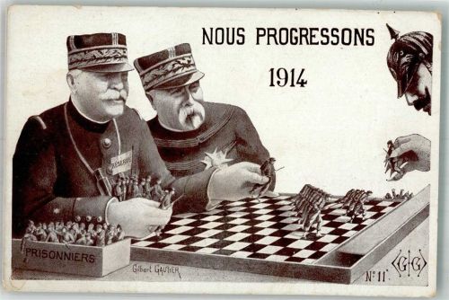 1914 Politik Karikatur Nous Progressons WK I Glibert Gautier