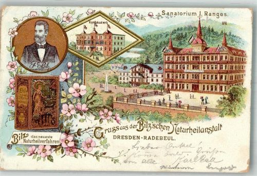 Radebeul 1898 Bilz'sche Naturheilanstalt Portrait F.E. Bilz Kurhaus Nr. 3 Buch Naturheilverfahren