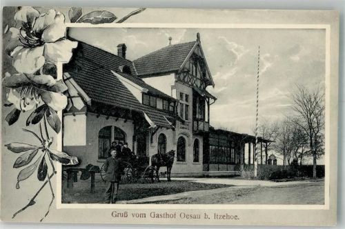 Lockstedt 1915 Gasthaus Oesau Kutsche Feldpostkarte