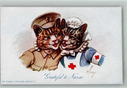 sign. Ellam Military The Tommy Catkins Serie 3 - Grateful of Nurse - Katze vermenschlicht