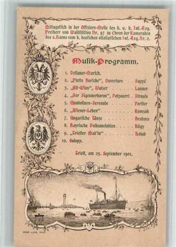 1901 Mittagstisch zu Ehren Ostasiatischen Inf. Regiment Nr. 2 Satire Lithographie