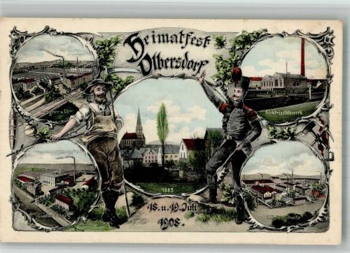 Olbersdorf 1908 Heimatfest Olbersdorf 1908 u. Bergmann Bauer Fabrik Wagner & Co. Elektrizitätswerk Fabrik Wäntig Fabrik Cruschwitz