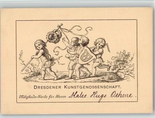 Dresden Mitgliedskarte Dresdner Kunstgenossenschatt sign. Oehme keine AK