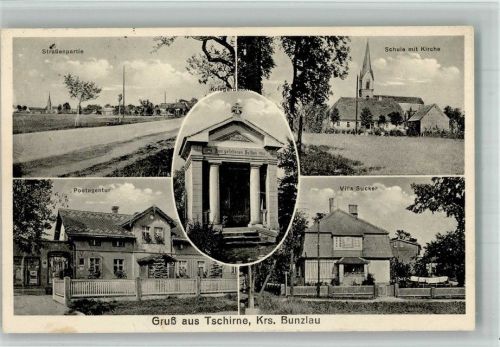Czernica 1937 Kriegerdenkmal Postamt Schule Kirche Villa Sucker