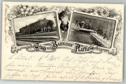 Plattling 1899 Adelskorrespondenz Bahnhof Plattling Bahnhofgasthaus Innenansicht