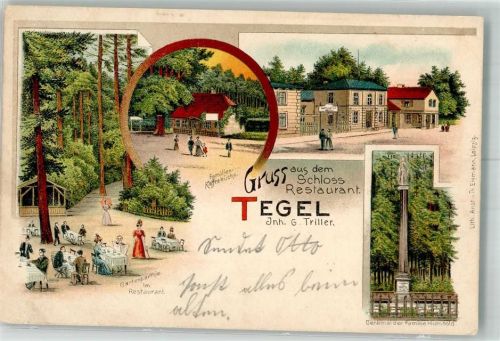 Tegel 1906 Schloss-Gasthaus Garten Denkmal der Familie Humbold