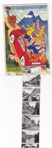 Nonancourt ausziehbarer Papierstreifen Kabrio Schnecke Eglise St. Martin Route de Preux Quai du Guichet Grande Rue Chateau Pont Vent