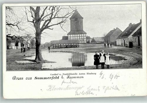 16766 O1421 Sommerfeld b Velten 1900 - Gasthaus Himburg Dorfplatz Kindergruppe