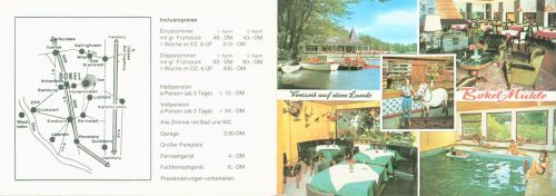 Bokel Hotel Gasthaus Cafe Mühle Innen-und Aussenansicht Klappkarte