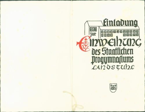 Landstuhl 1955 Einladung mit Programm staatliches Progymnasium