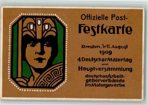 Dresden 4 Deutscher Malertag Hauptversammlung 1909 Jugendstil Prägedruck