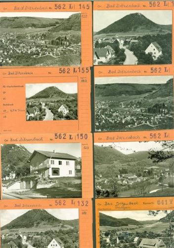 Bad Ditzenbach Lot mit 27 Fotos Musterkarten Original aus dem Metzverlag Bestellvorgänge Auflagenzahlen