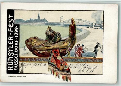 W4000 Düsseldorf Künstlerfest sign. Marx Gust. 1899 Asiatika Märchen Kunstgeschichte Düsseldorf BOAKC