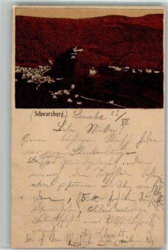Schwarzburg 1887 Bahnpost Coburg - Lauscha Zug 43 Lithographie