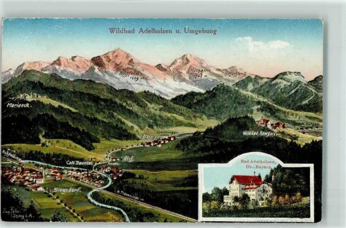 Bad Adelholzen Vogelschau Adelholzen und Umgebung Atelier E. Felle-Isny