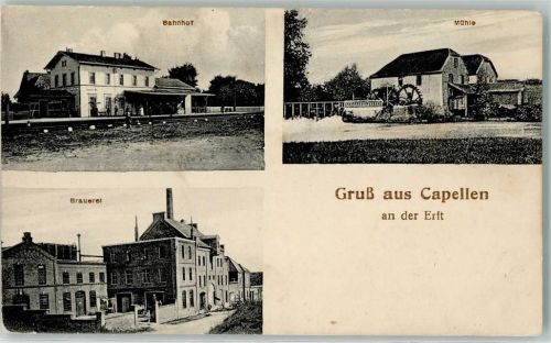 Kapellen 1916 Bahnhof Wassermühle AK
