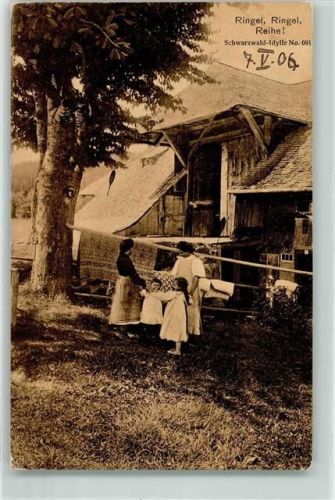 Ringelreigen Tanz Schwarzwald-Idylle Nr. 691 AK Volksleben Schwarzwald 1906