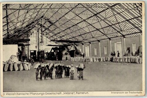 1914 Bahnpost Magdeburg Zerbst Leipzig Zug 411 30.2.14 Westafrikanische Pflanzungs Gesellschaft Viktoria Inneres der Trockenhalle