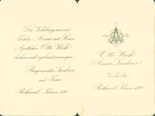 Oberrotweil 1897 Verlobungsanzeige Klappkarte Bürgermeister Landerer Rothweil