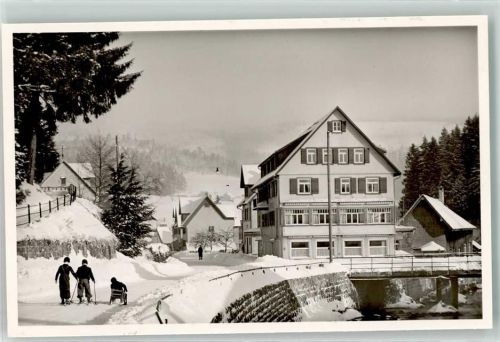 Obertal Günter´s Kurhof Gasthaus Ski Schlitten Winter Schnee Foto AK