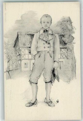 Schlesisches Volkstum auf der Scholle Schlesischer Junge in Tracht sign. Senta Wimberg