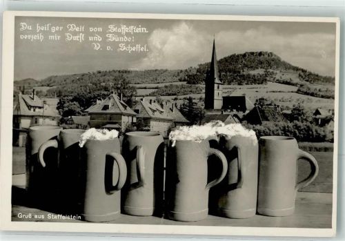 96231 W8623 Staffelstein , Oberfr - Kirche Bier Krug Gedicht Scheffel Gruß