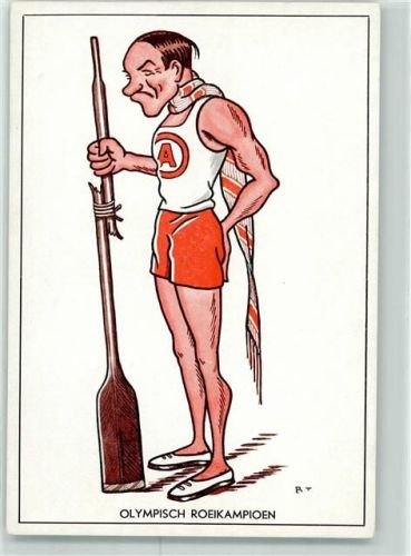 Karikatur Serie Groothedenuit de Sportwereld sign. B.T. - Sport Rudern AK