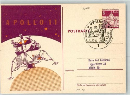 Reinickendorf Apollo 11 Sonderstempel Besuch der Mondfahrer 13. Oktober 1969
