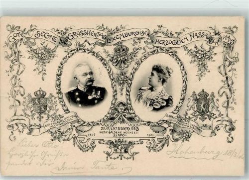 1906 Erinnerung Goldene Hochzeit Grossherzog Adolph und Grossherzogin Adelheid Wappen