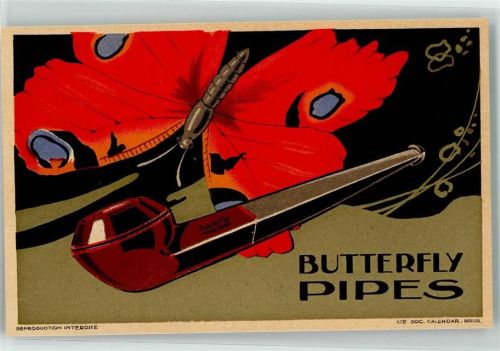 Butterfly Pipes Pfeifen Schmetterling Tabakwerbung Lithographie
