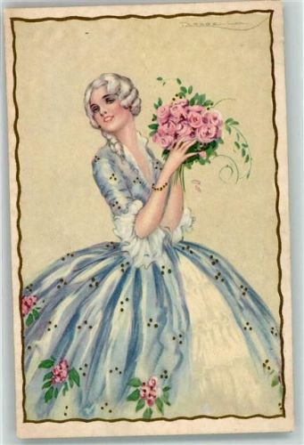 Art Deco Rokoko Frau mit Rosen Degami 2251