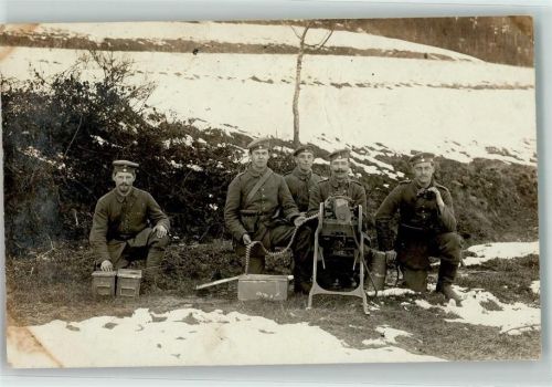 Soldaten Maschinengewehr Artillerie WK I Privatfoto AK