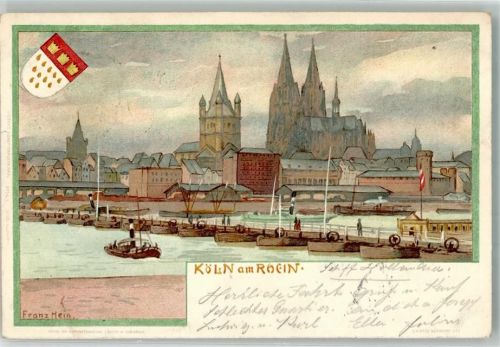 Köln Deutz 105 1898 sign. Hein Franz Dom Schiffbrücke