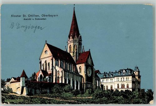 St. Ottilien 1912 Atelier Felle Kloster Künstlerkarte Mondnacht
