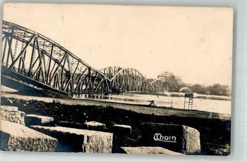 Thorn Torun Foto AK zerstörte Eisenbahnbrücke