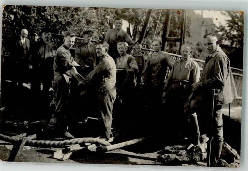Straßenbau Bauarbeiter 1930 Privatfoto AK
