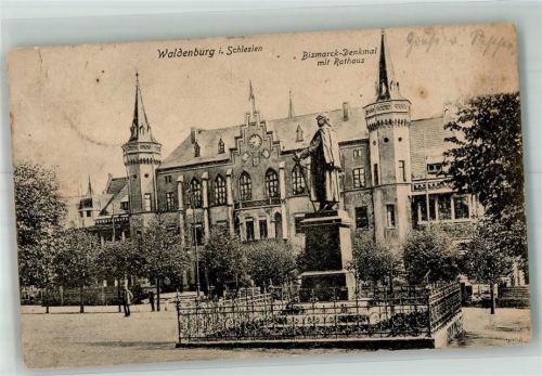Waldenburg 1916 Denkmal Bismarck Rathaus