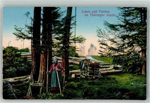 Leben und Treiben im Thüringer Wald Holz sammeln Verlag Gimm, Gotha Nr. 1610