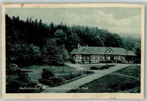 Stadtoldendorf 1927 Gasthaus Schützenhaus-Mittendorffs-Park Bahnpost Braunschweig-Holzminden Zug 351