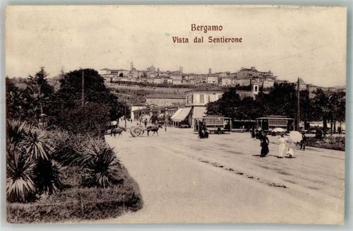 24100 Bergamo 1915 Foto AK Straßenbahn