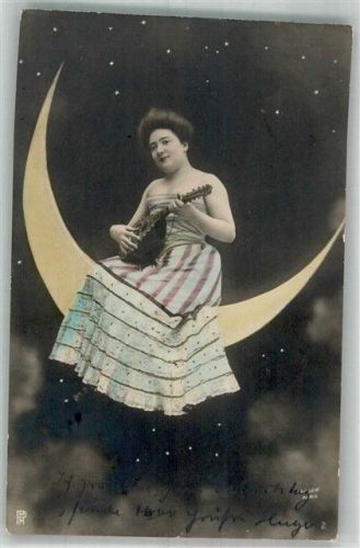 Paris 1902 Frau sitzt auf einer Mondsichel Photo Arjalew Paris 17 boulevard poissonnière