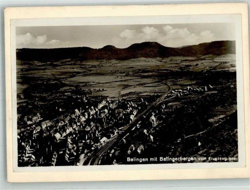 Balingen Fliegeraufnahme Original aufmontierte Verlagsmusterkarte m. Balingerberge