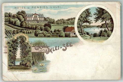 23701 W2420 Uklei Gebrauchsspuren Lithographie Uklei-See Hotel Uklei viele Büge